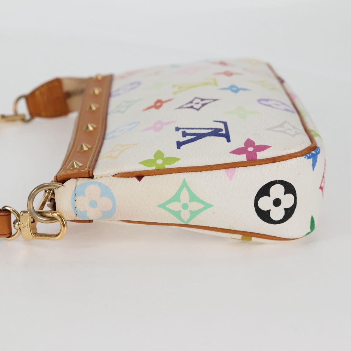 LOUIS VUITTON Multicolor Pochette Accessoires Pouch White M92649 Auth 123204V