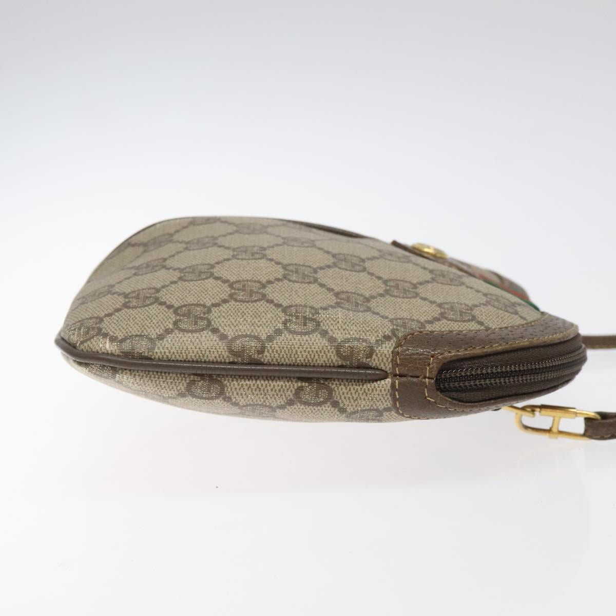 GUCCI GG Supreme Web Sherry Line Shoulder Bag PVC Beige 904 02 047 Auth 123208