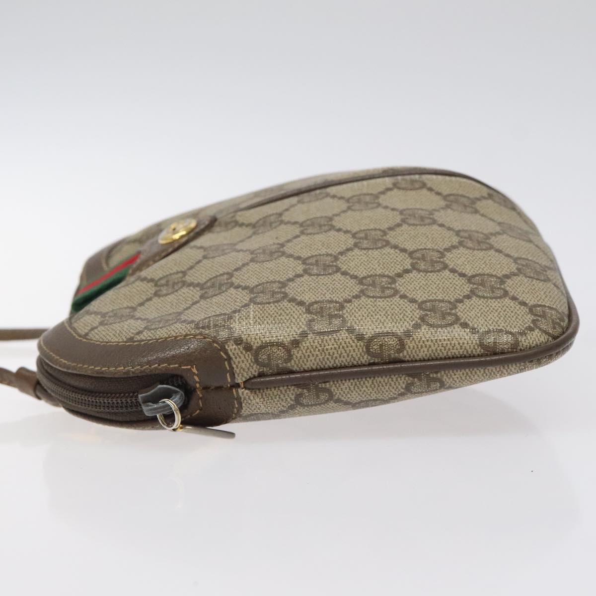 GUCCI GG Supreme Web Sherry Line Shoulder Bag PVC Beige 904 02 047 Auth 123208