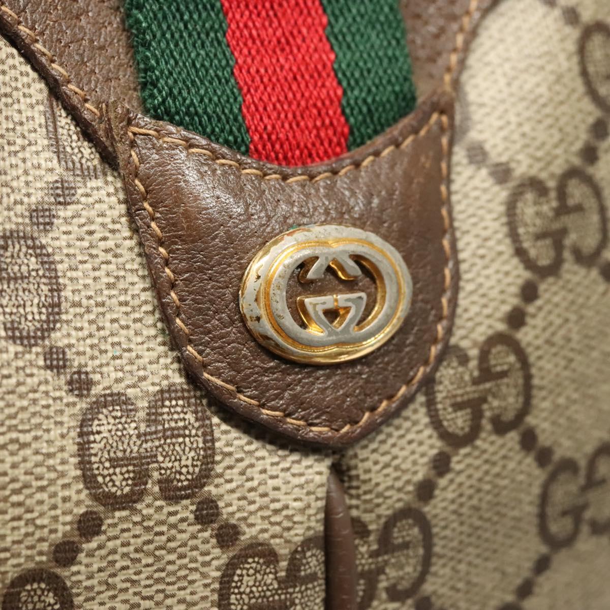 GUCCI GG Supreme Web Sherry Line Shoulder Bag PVC Beige 904 02 047 Auth 123211