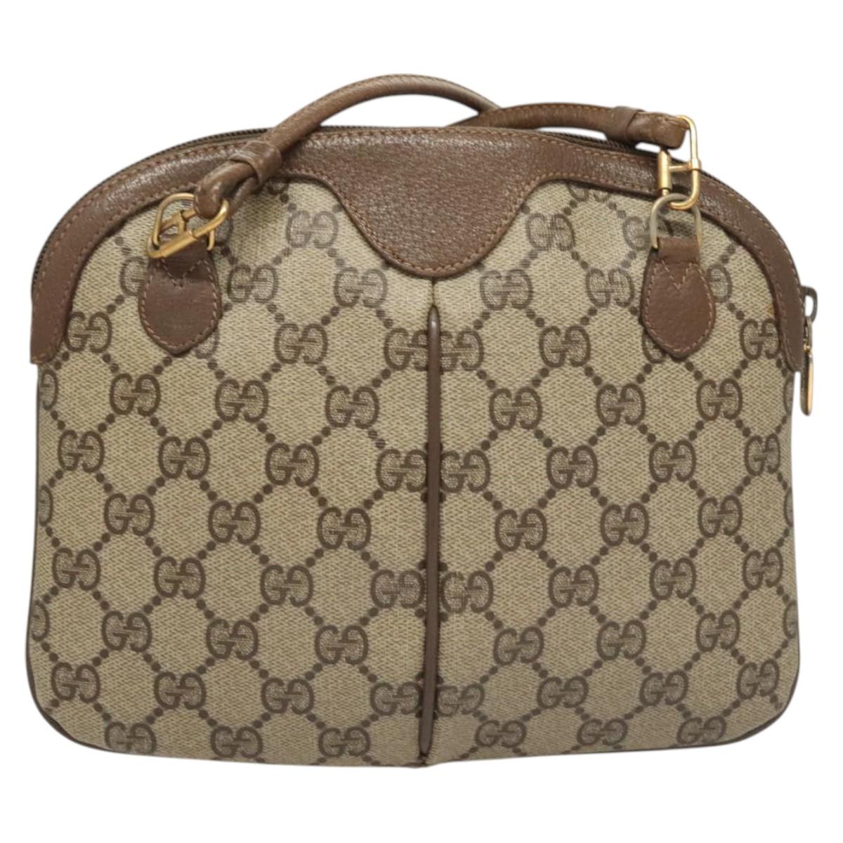 GUCCI GG Supreme Web Sherry Line Shoulder Bag PVC Beige 904 02 047 Auth 123211