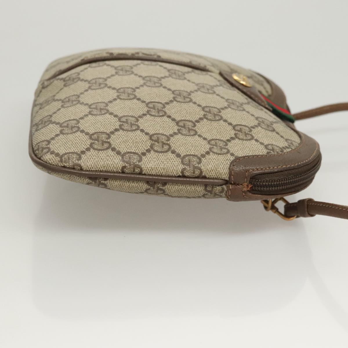 GUCCI GG Supreme Web Sherry Line Shoulder Bag PVC Beige 904 02 047 Auth 123211