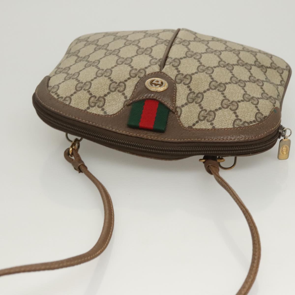 GUCCI GG Supreme Web Sherry Line Shoulder Bag PVC Beige 904 02 047 Auth 123211