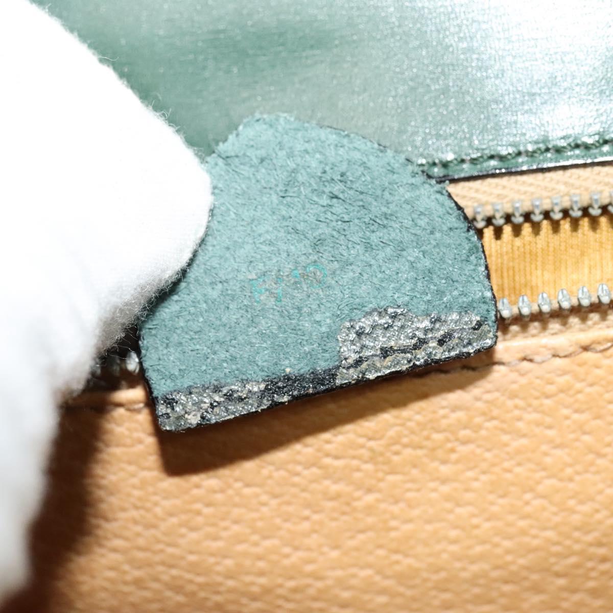 CELINE Shoulder Bag Leather Green Gold Auth 123217