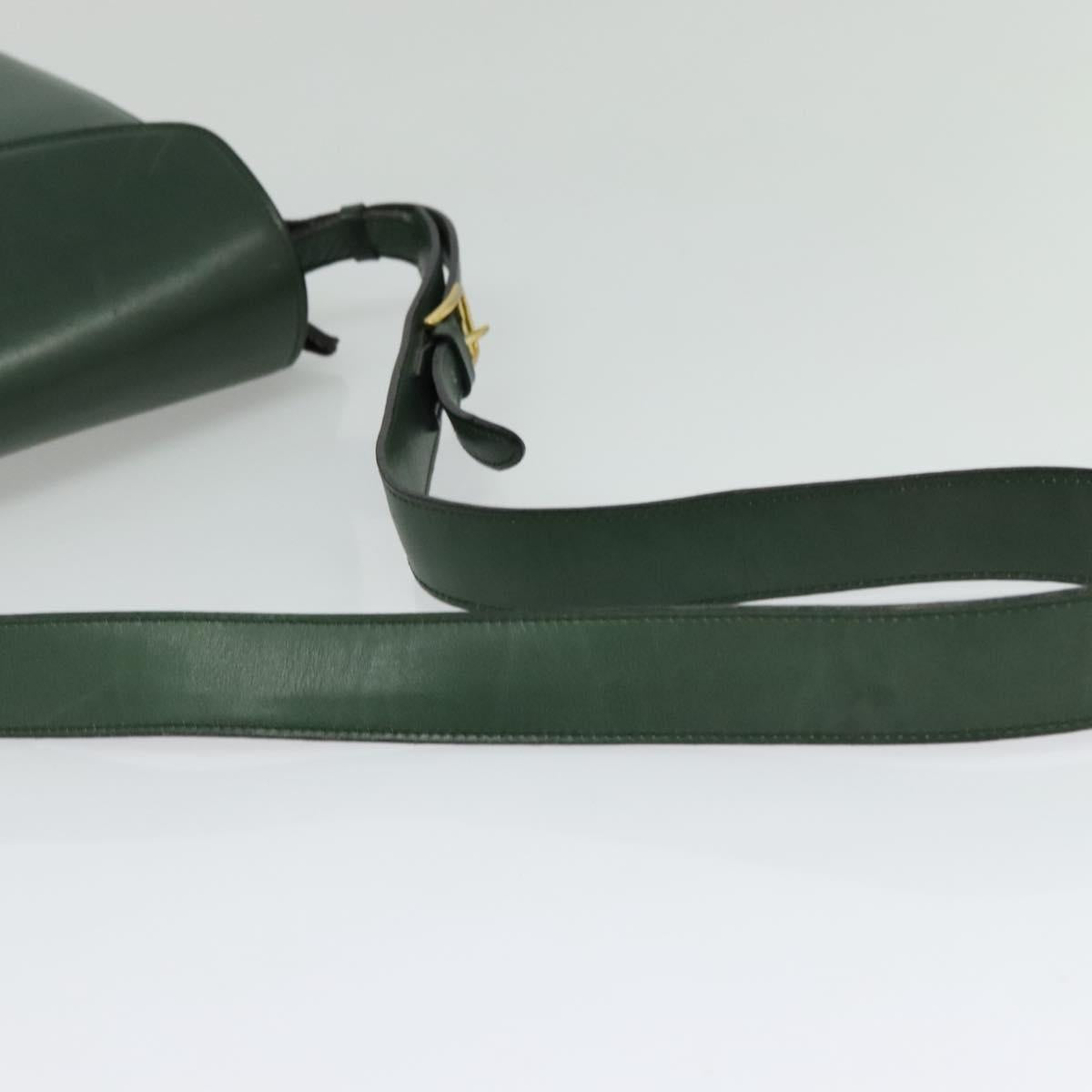 CELINE Shoulder Bag Leather Green Gold Auth 123217