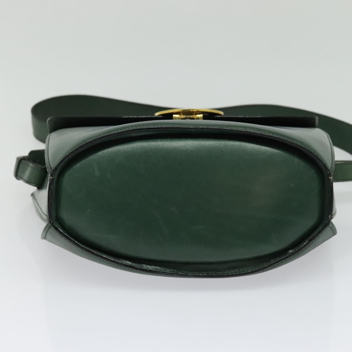 CELINE Shoulder Bag Leather Green Gold Auth 123217
