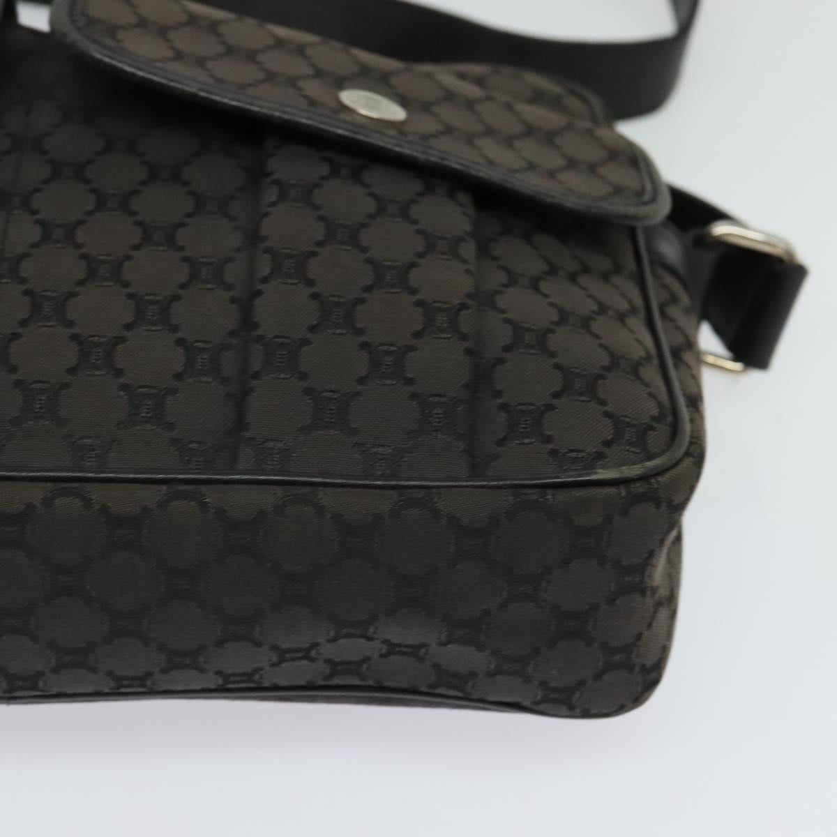 CELINE Macadam Canvas Shoulder Bag Black Silver Auth 123220