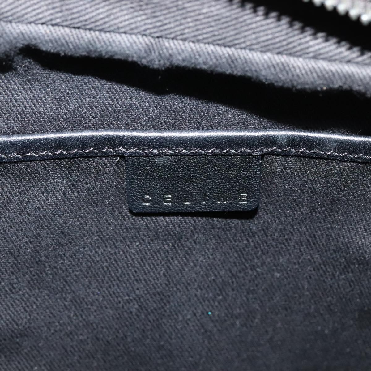 CELINE Macadam Canvas Shoulder Bag Black Silver Auth 123220