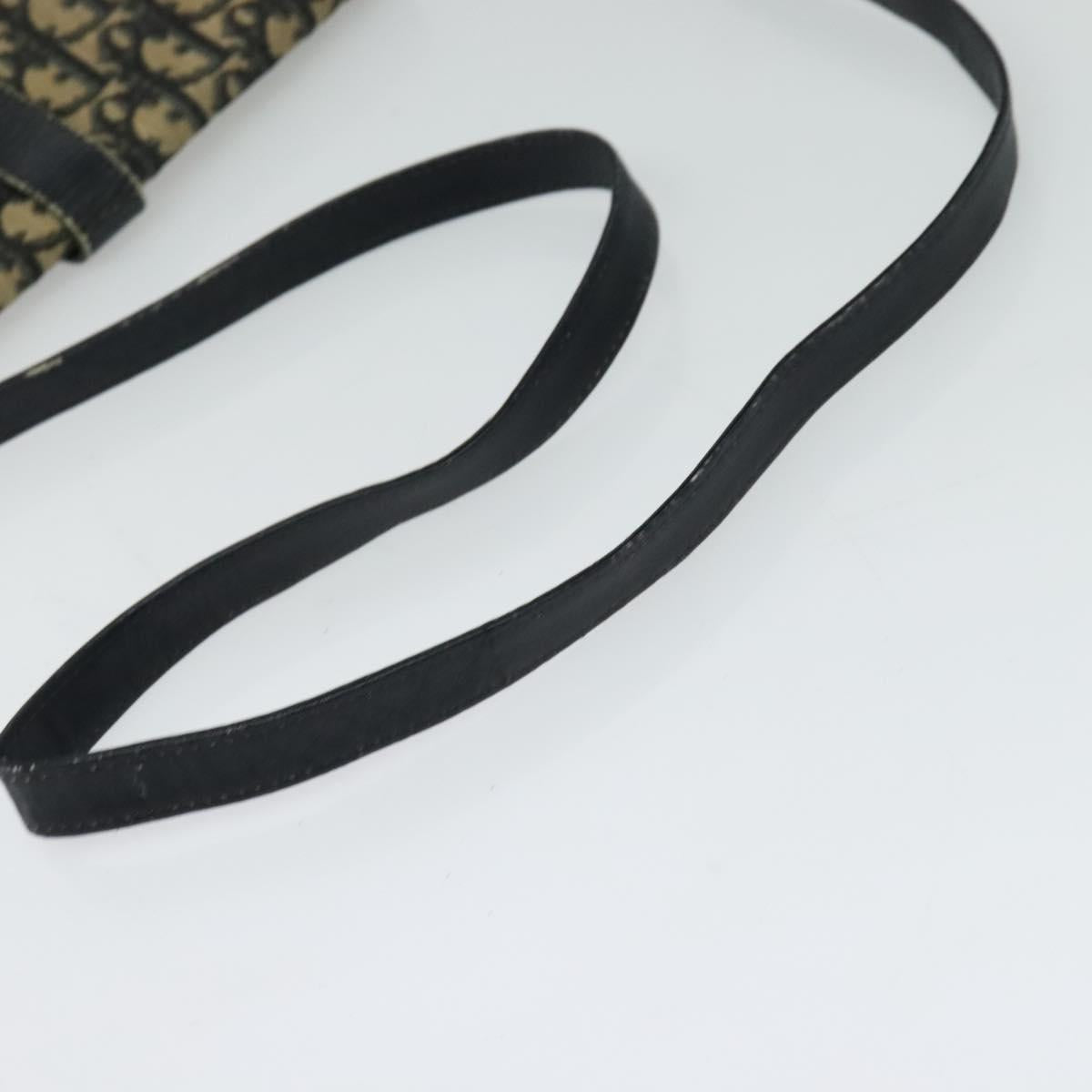 Christian Dior Trotter Canvas Shoulder Bag Navy Gold Auth 123224