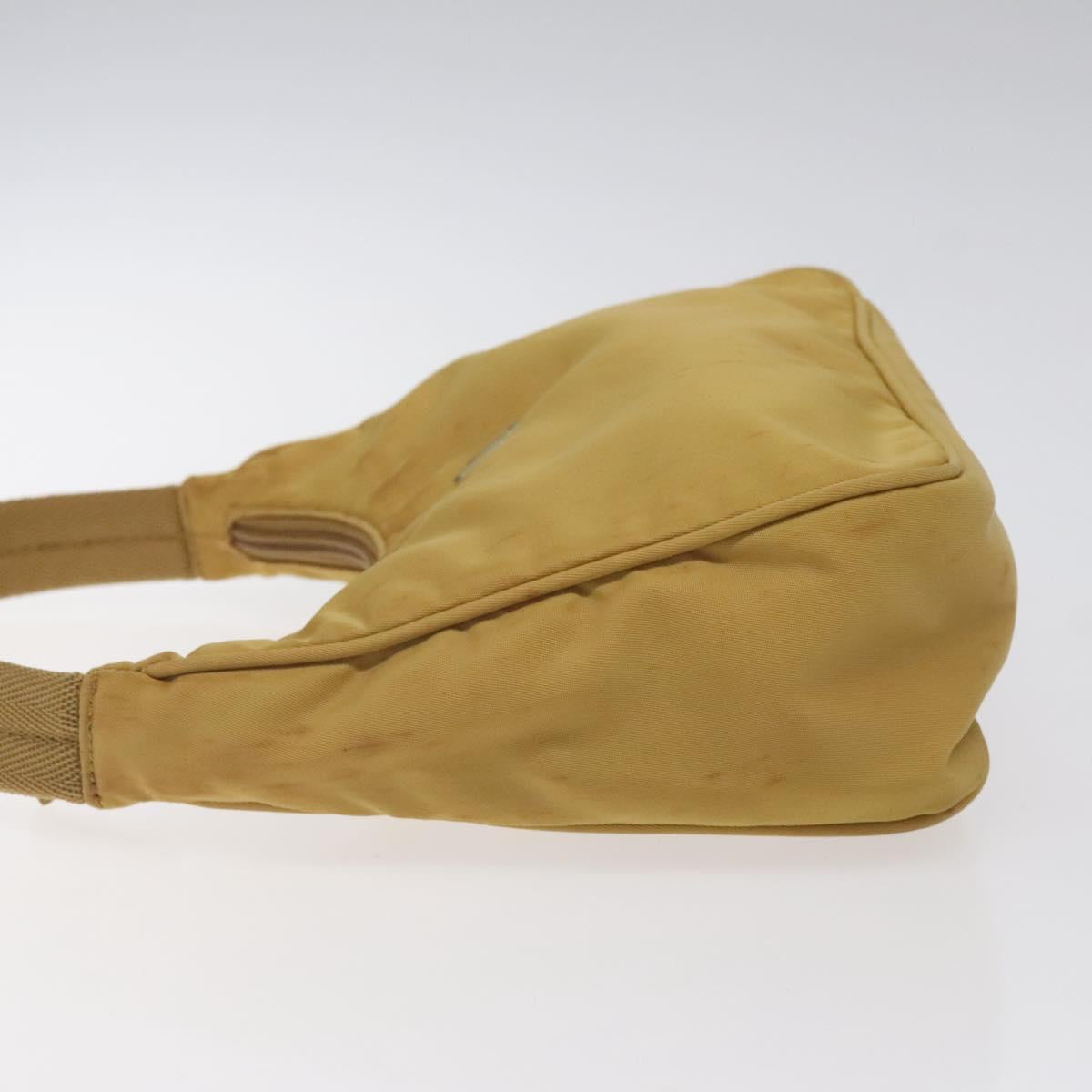 PRADA Hand Bag Nylon Beige Auth 123259