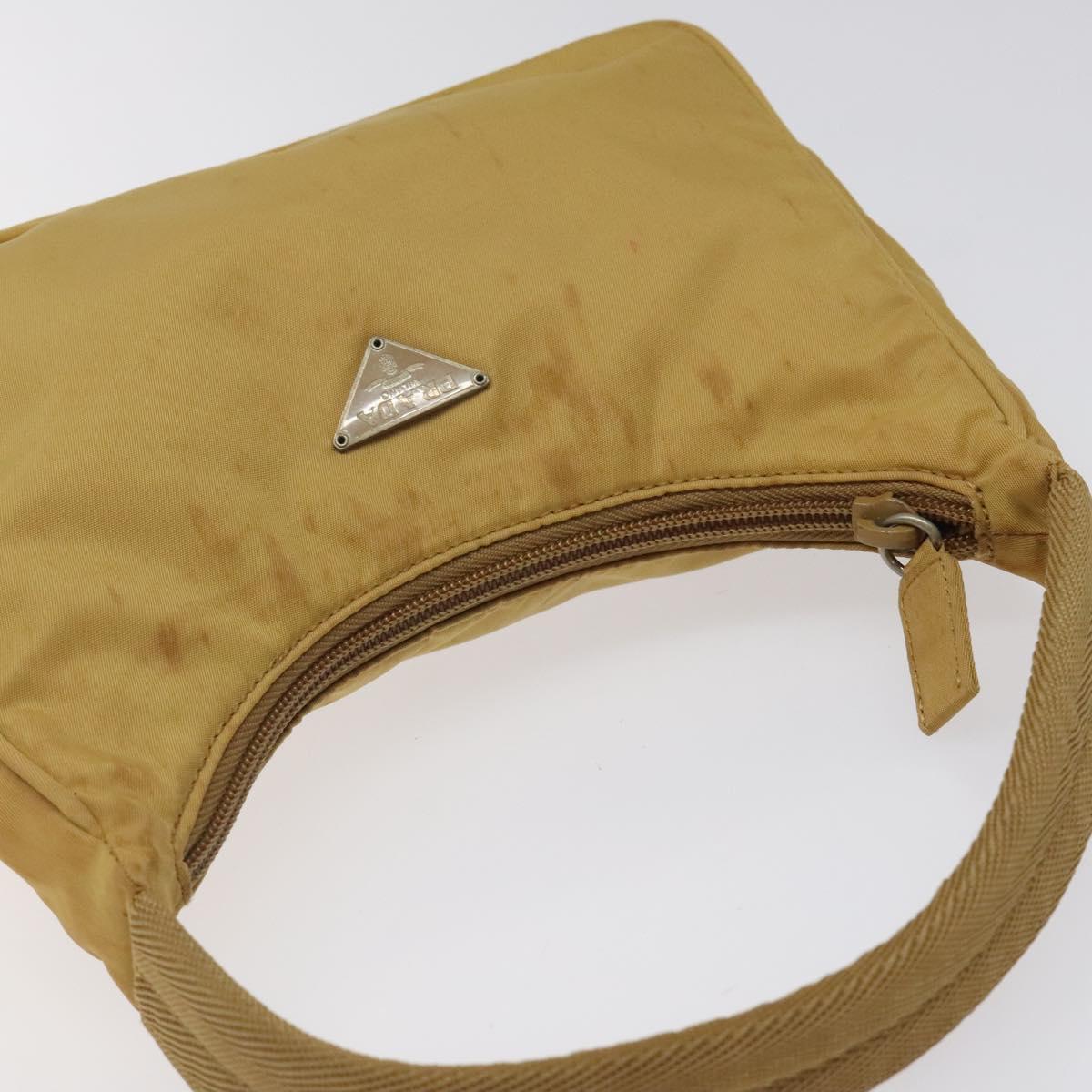 PRADA Hand Bag Nylon Beige Auth 123259