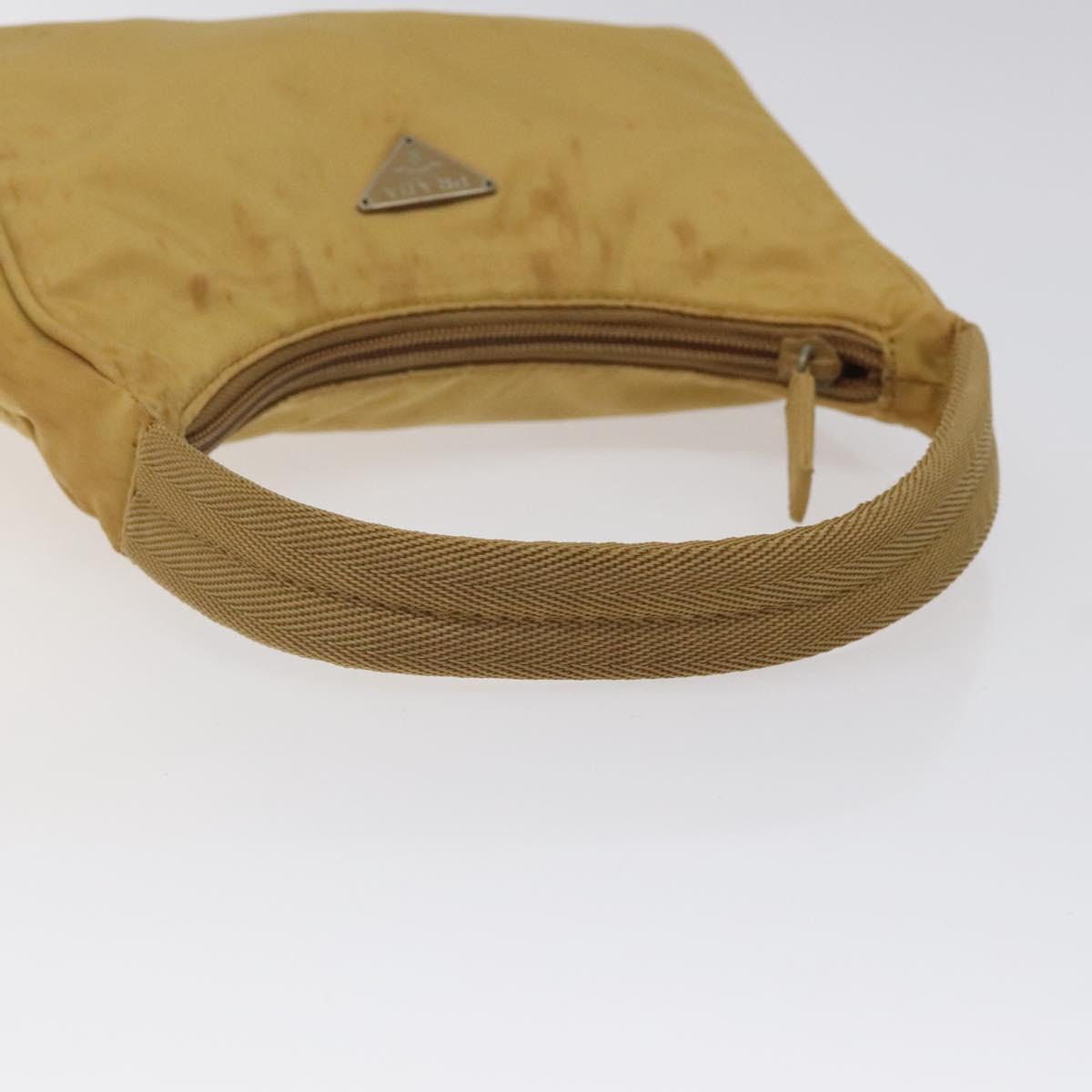 PRADA Hand Bag Nylon Beige Auth 123259
