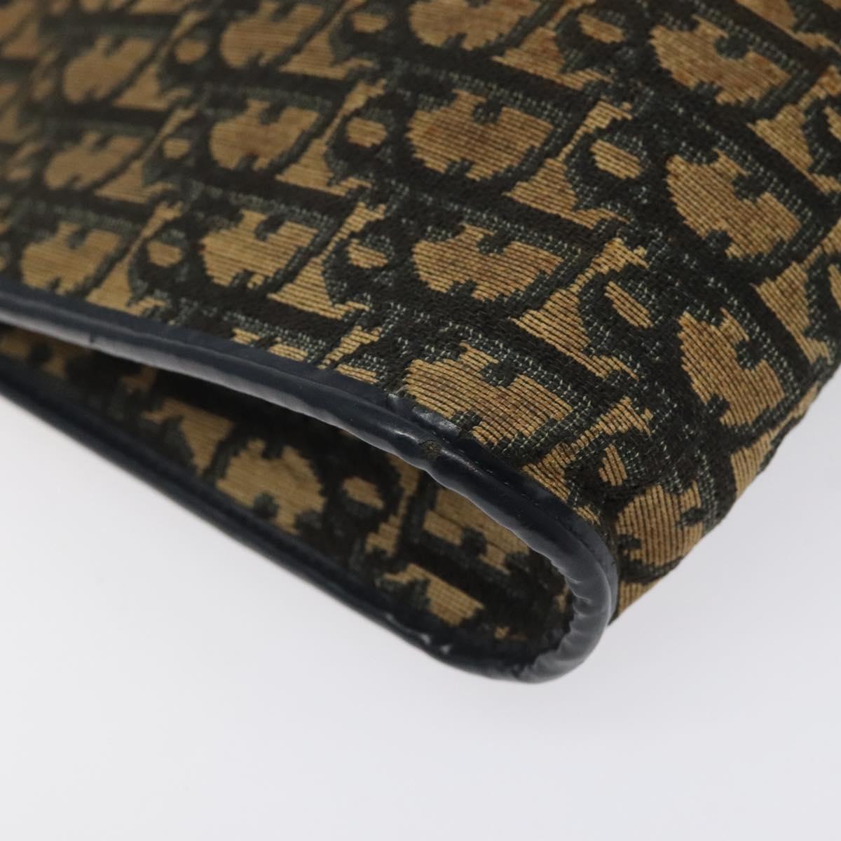 Christian Dior Trotter Canvas Shoulder Bag Navy Gold Auth 123286