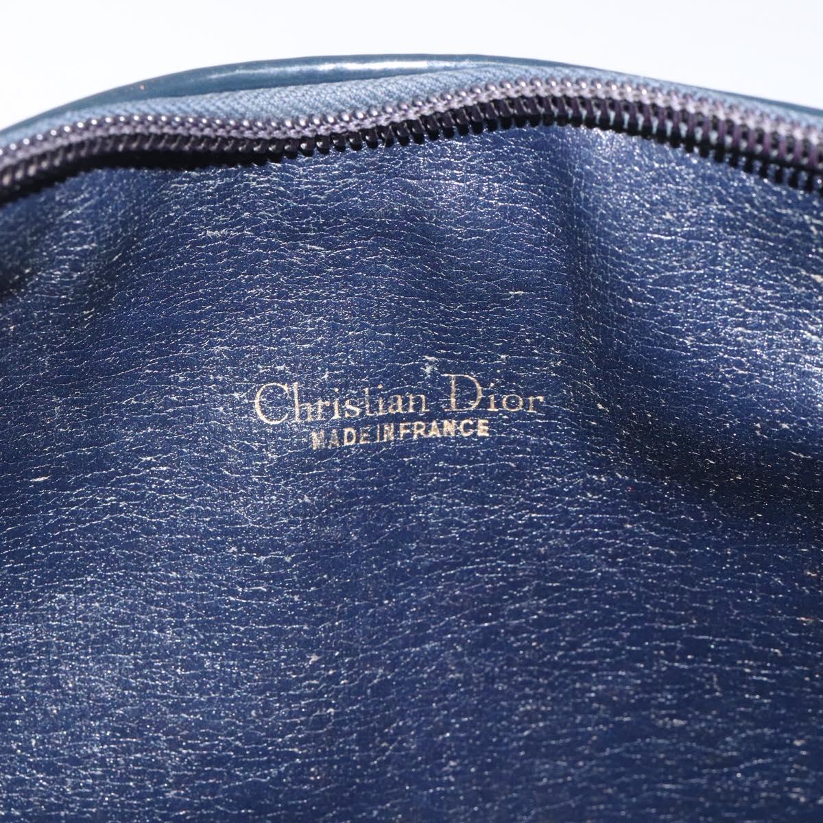 Christian Dior Trotter Canvas Shoulder Bag Navy Gold Auth 123286