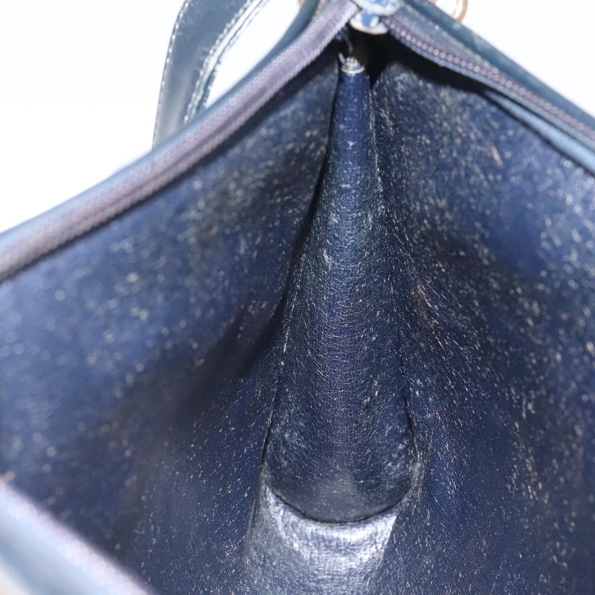 Christian Dior Trotter Canvas Shoulder Bag Navy Gold Auth 123286