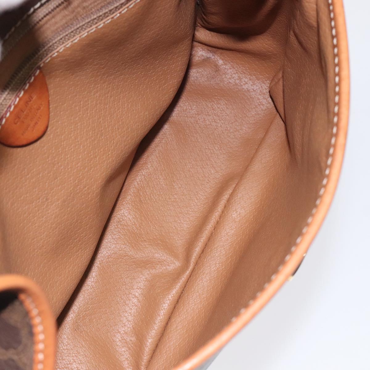 CELINE Macadam Canvas Circle Shoulder Bag PVC Leather Brown Gold Auth 123293