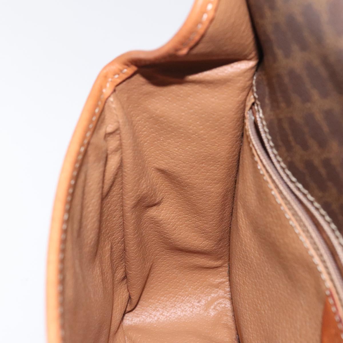 CELINE Macadam Canvas Circle Shoulder Bag PVC Leather Brown Gold Auth 123293