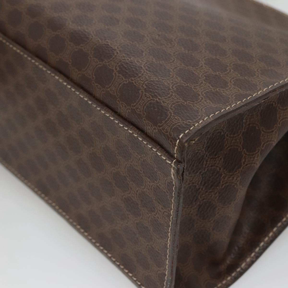 CELINE Macadam Canvas Hand Bag PVC Leather 2way Brown Gold Auth 123320