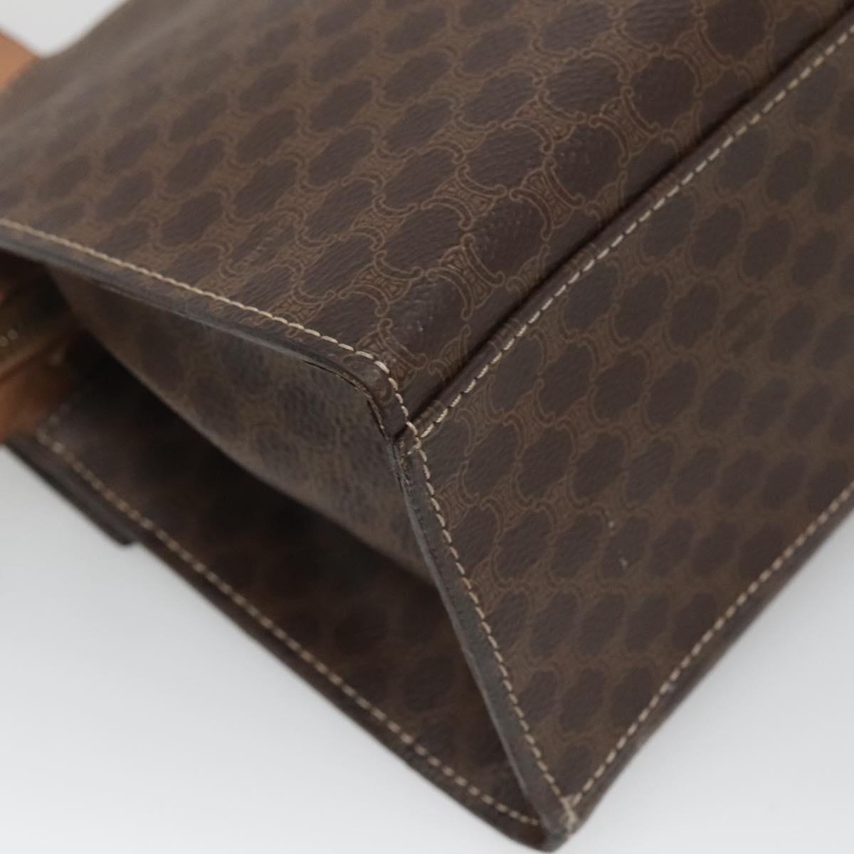 CELINE Macadam Canvas Hand Bag PVC Leather 2way Brown Gold Auth 123320