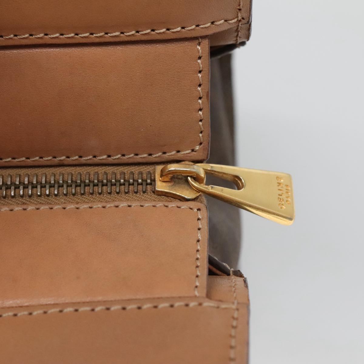 CELINE Macadam Canvas Hand Bag PVC Leather 2way Brown Gold Auth 123320