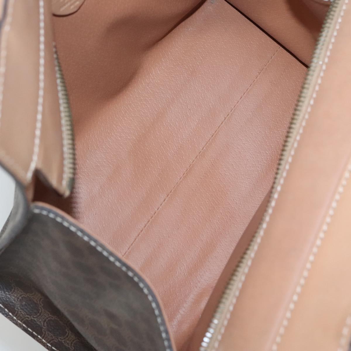 CELINE Macadam Canvas Hand Bag PVC Leather 2way Brown Gold Auth 123320