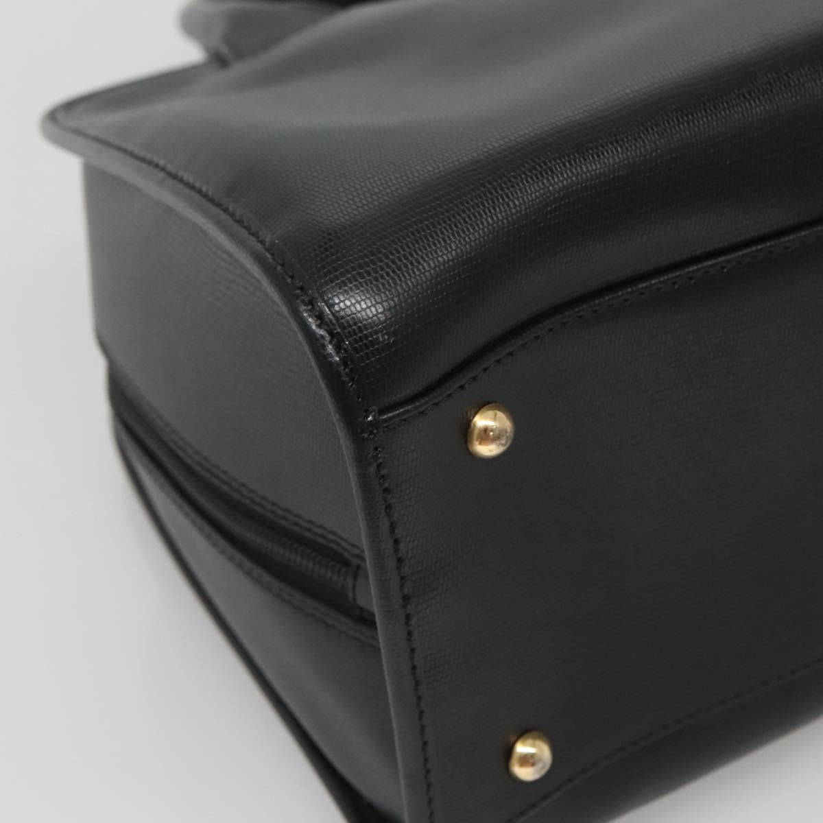 CELINE Hand Bag Leather 2way Black Gold Auth 123321