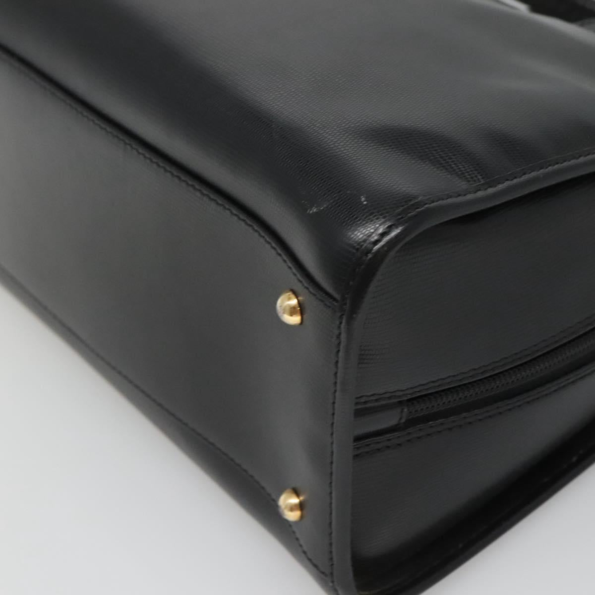 CELINE Hand Bag Leather 2way Black Gold Auth 123321