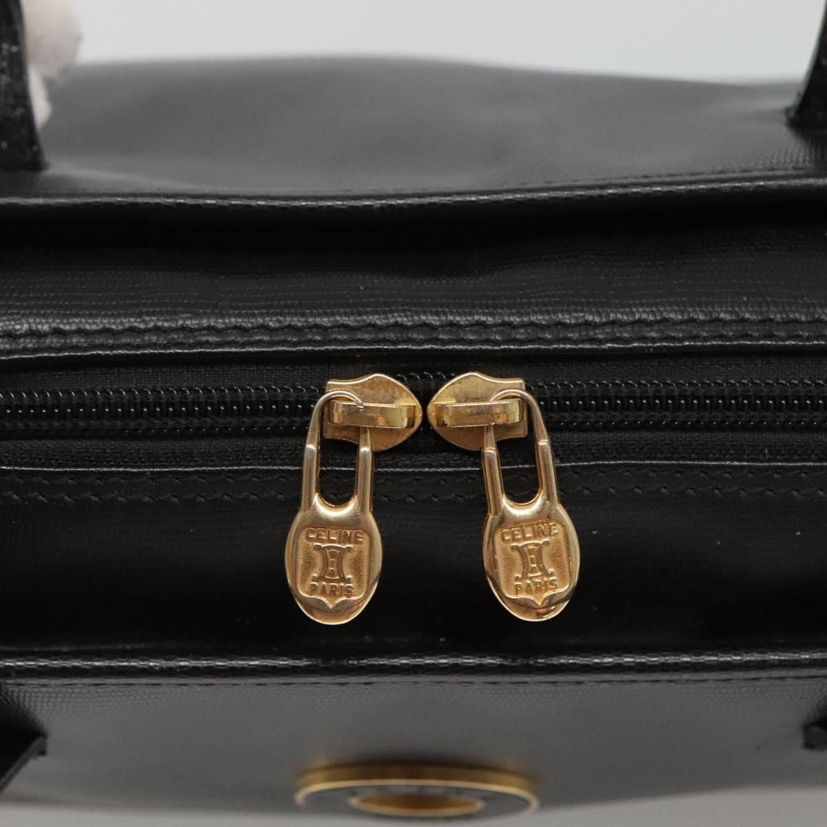CELINE Hand Bag Leather 2way Black Gold Auth 123321
