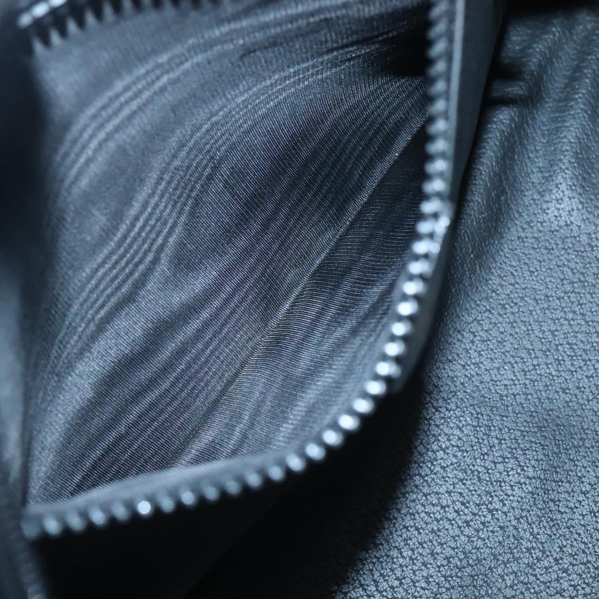 CELINE Hand Bag Leather 2way Black Gold Auth 123321