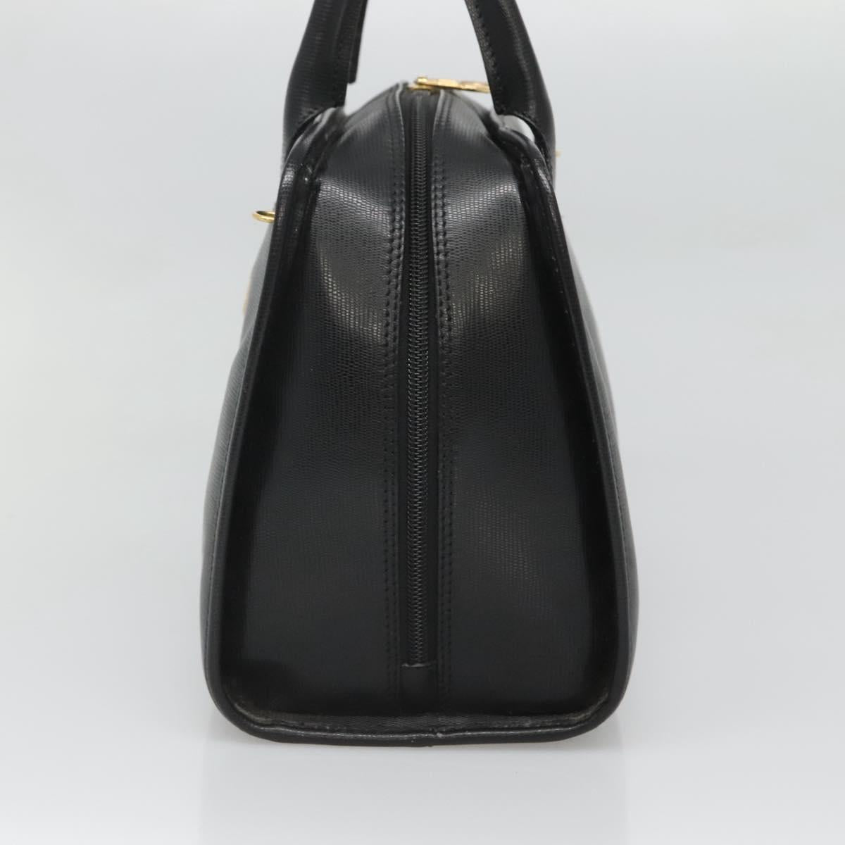 CELINE Hand Bag Leather 2way Black Gold Auth 123321