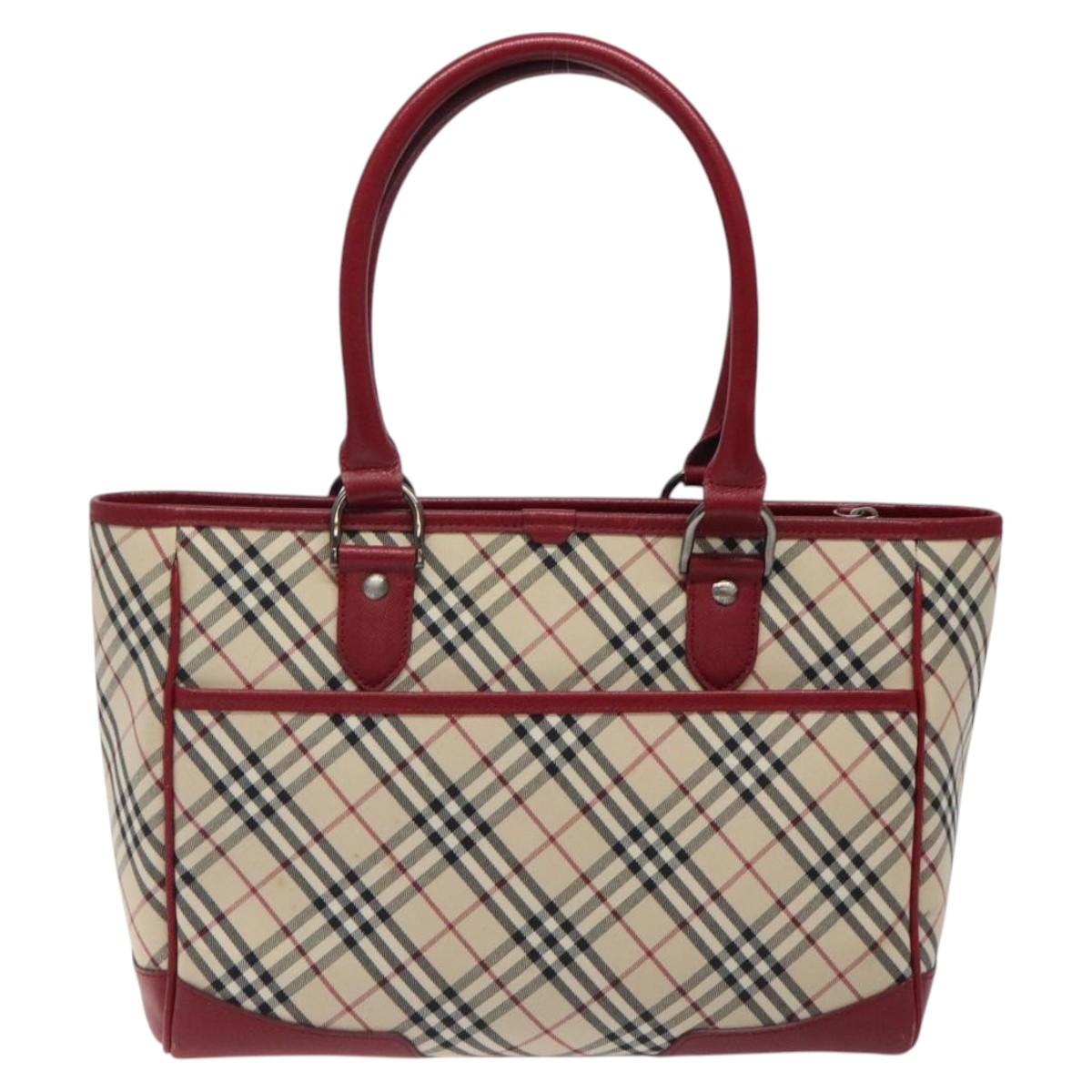 BURBERRY Nova Check Tote Bag Canvas Beige Auth 123324
