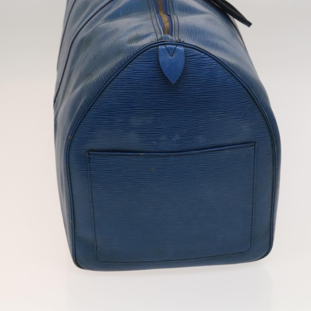 LOUIS VUITTON Epi Keepall 60 Boston Bag Blue M42945 LV Auth 123336