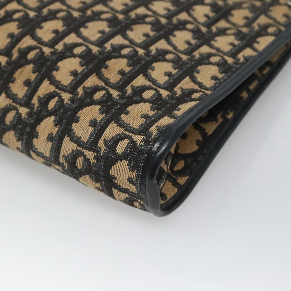 Christian Dior Trotter Canvas Shoulder Bag Navy Gold Auth 123357