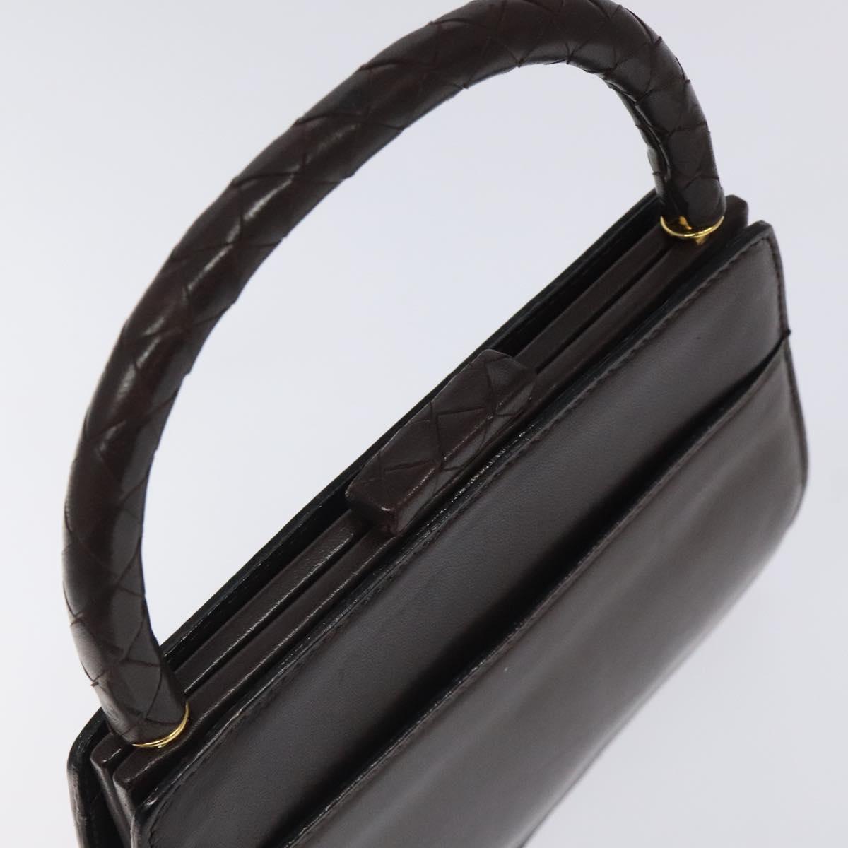 BOTTEGA VENETA INTRECCIATO Hand Bag Leather Brown Gold Auth 123359