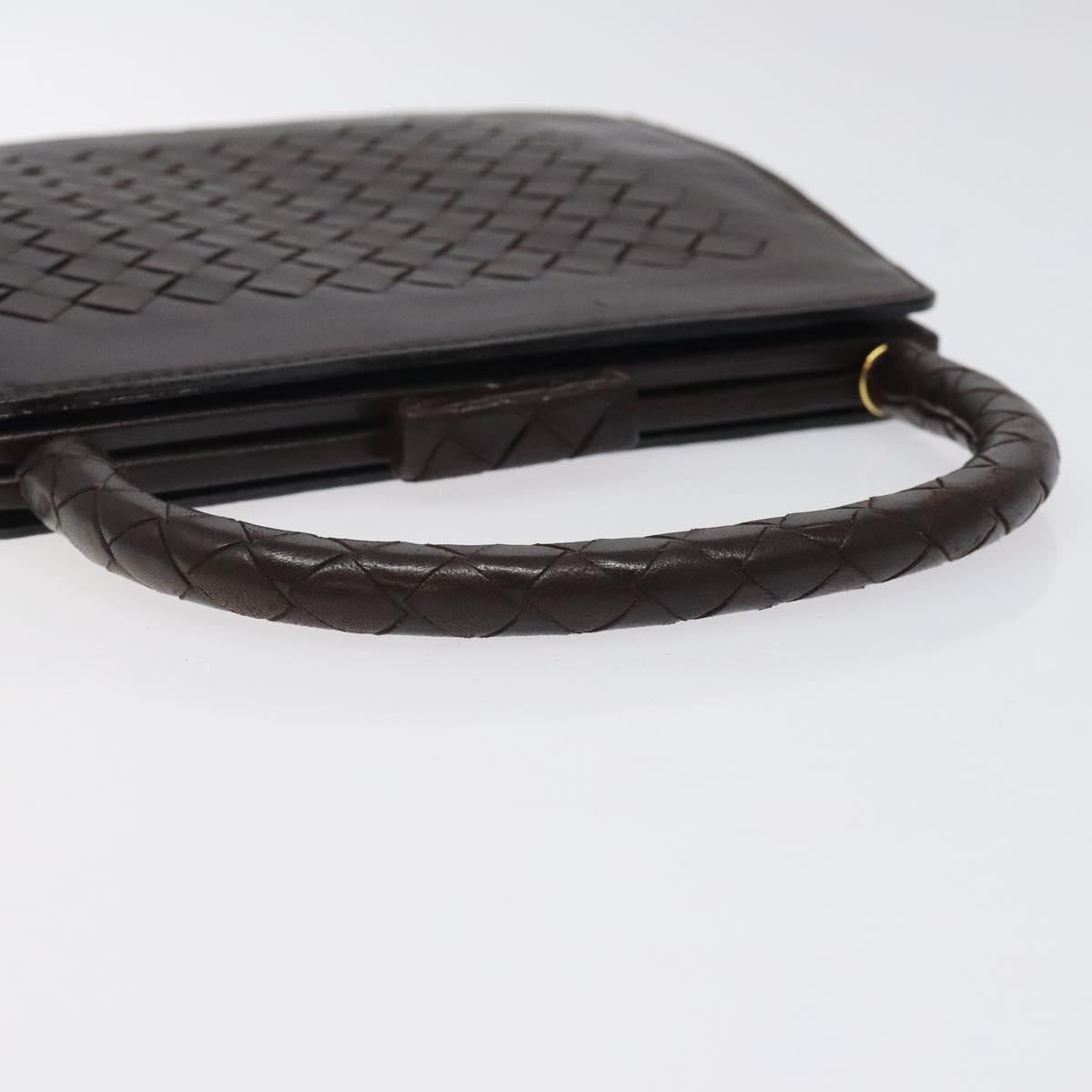 BOTTEGA VENETA INTRECCIATO Hand Bag Leather Brown Gold Auth 123359