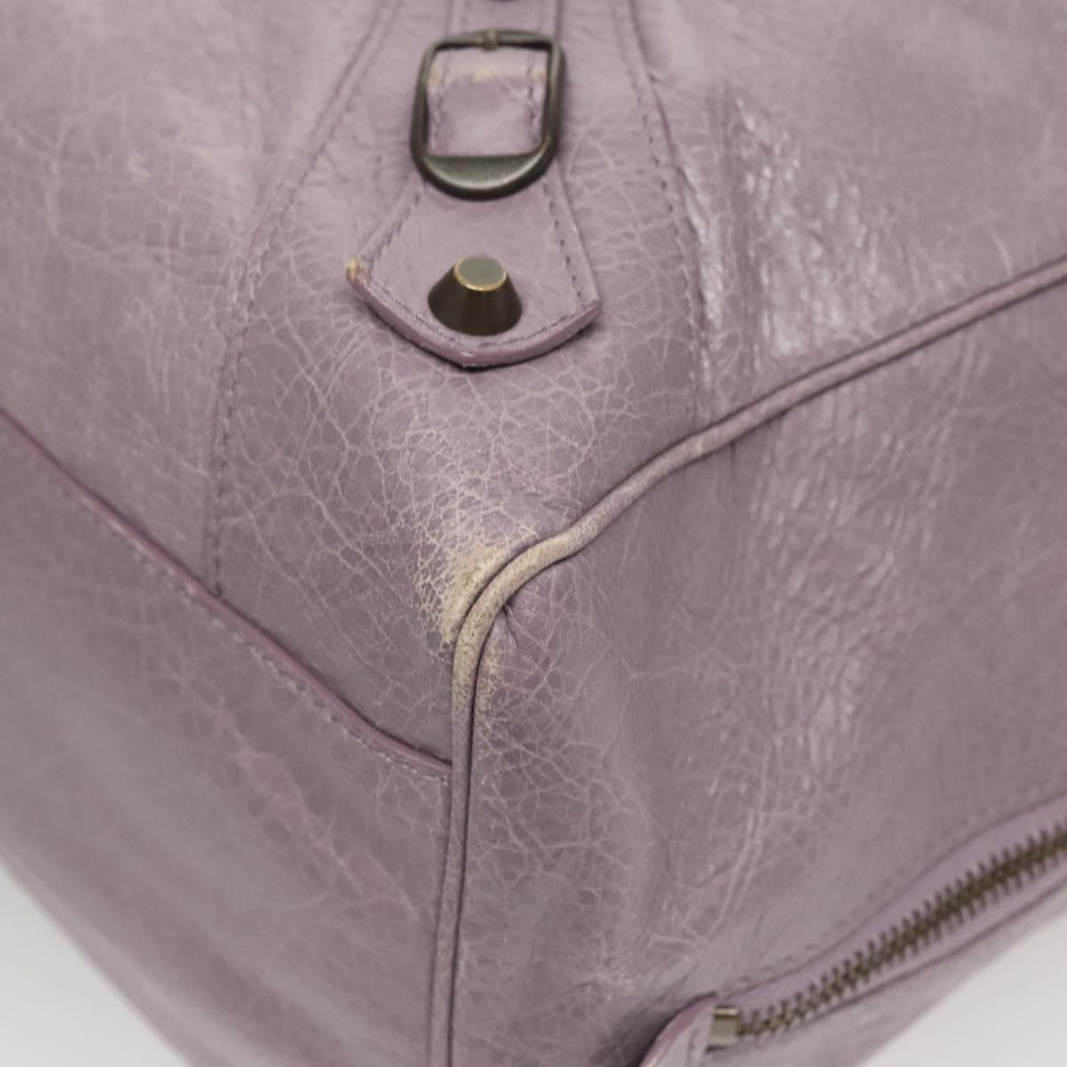 BALENCIAGA Classic Polly Hand Bag Leather 2way Purple 285345 Auth 123361