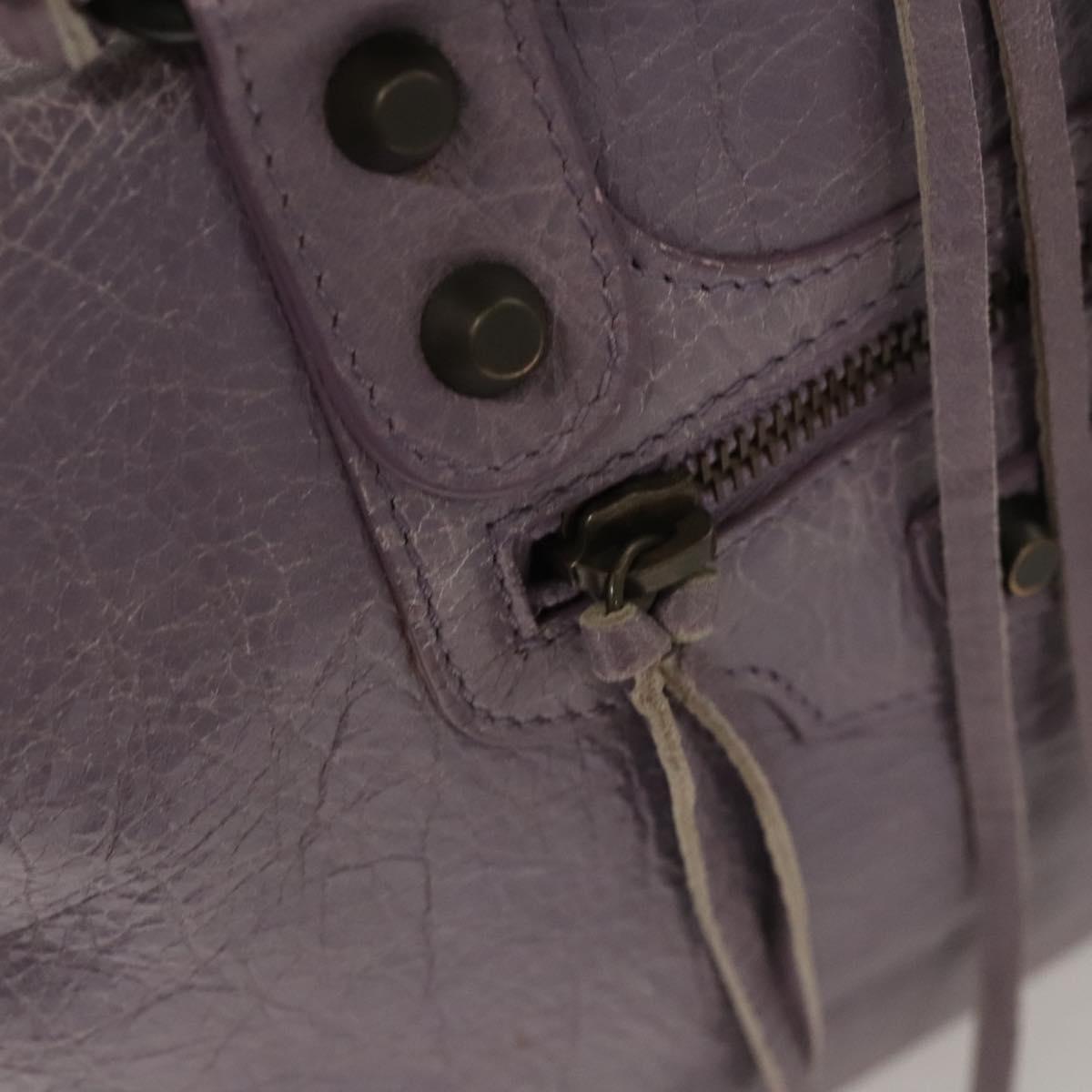 BALENCIAGA Classic Polly Hand Bag Leather 2way Purple 285345 Auth 123361