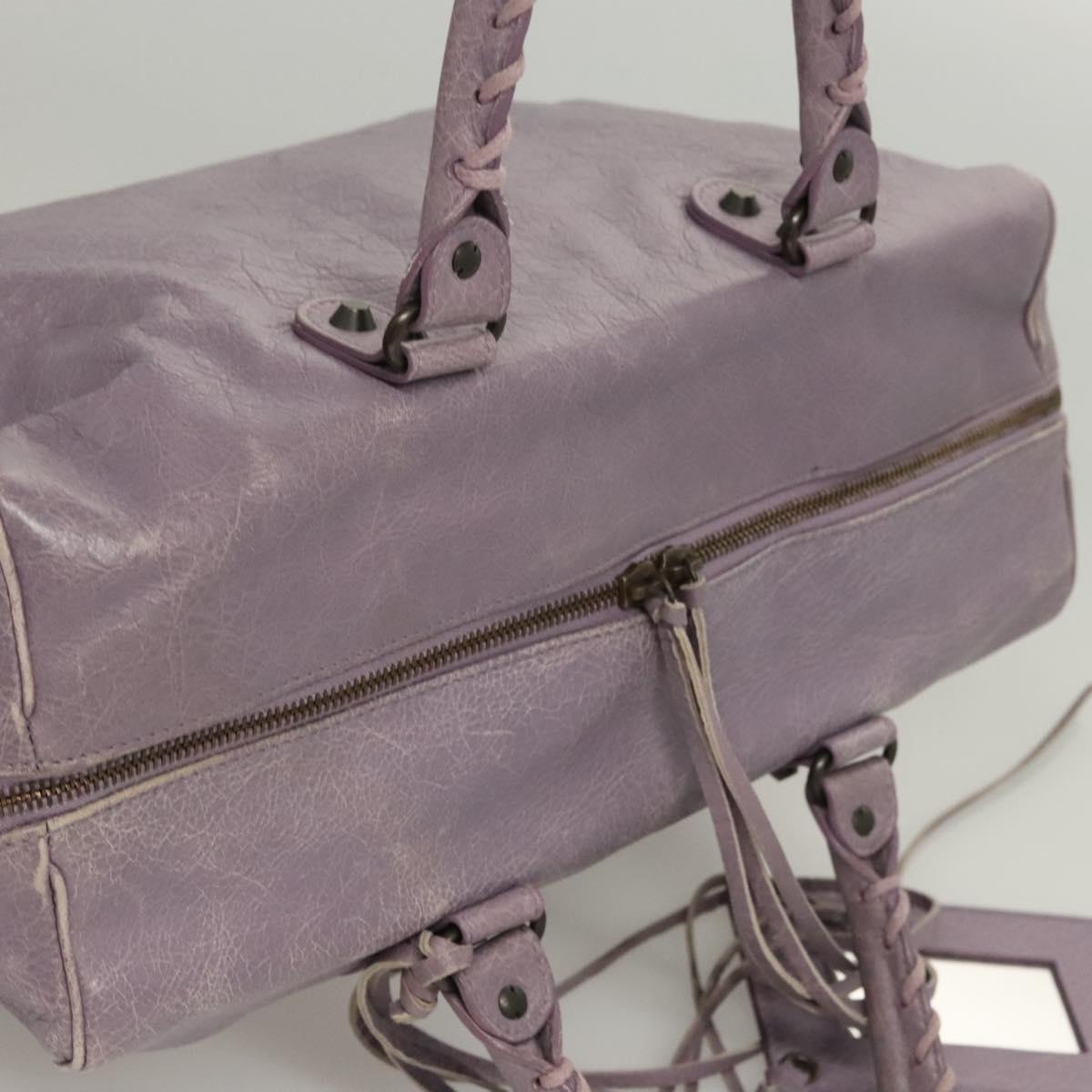 BALENCIAGA Classic Polly Hand Bag Leather 2way Purple 285345 Auth 123361