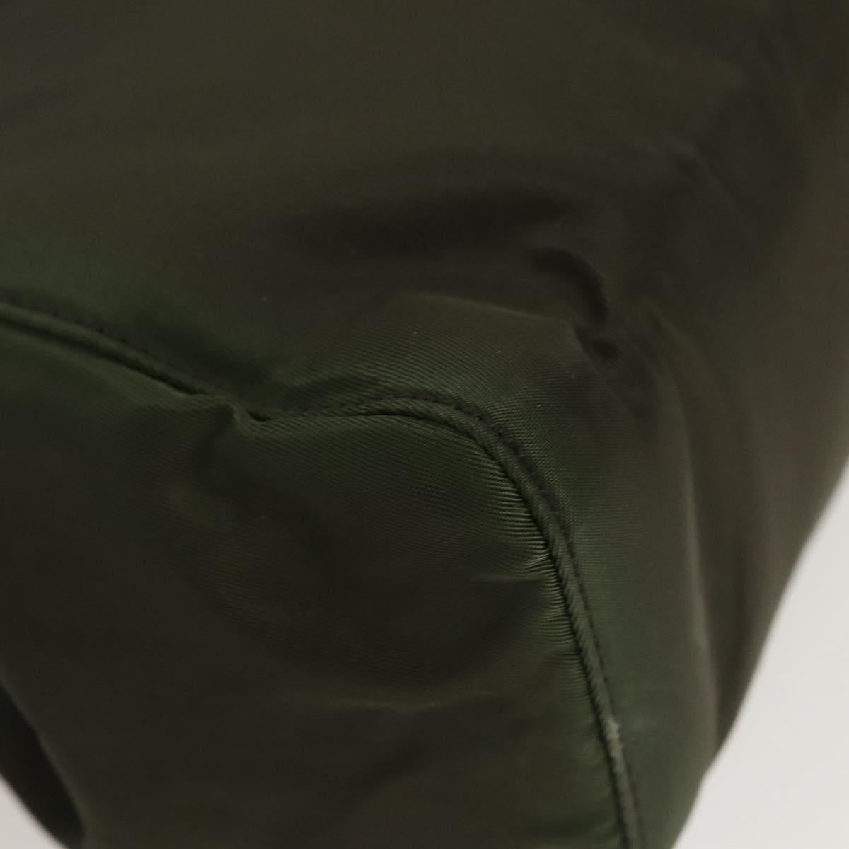 PRADA Shoulder Bag Nylon Khaki Silver Auth 123373