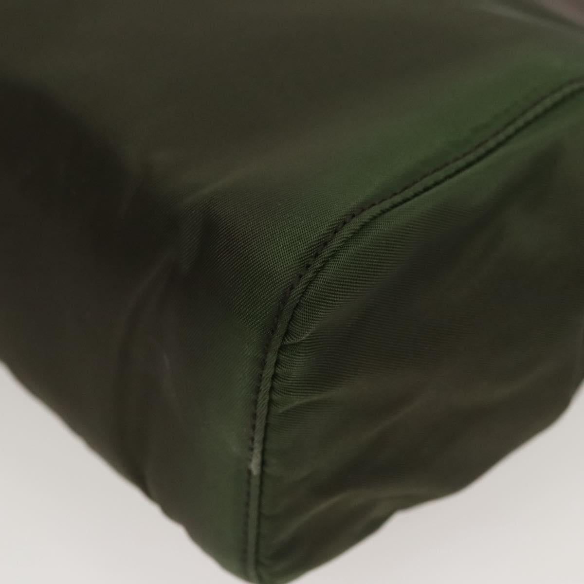 PRADA Shoulder Bag Nylon Khaki Silver Auth 123373