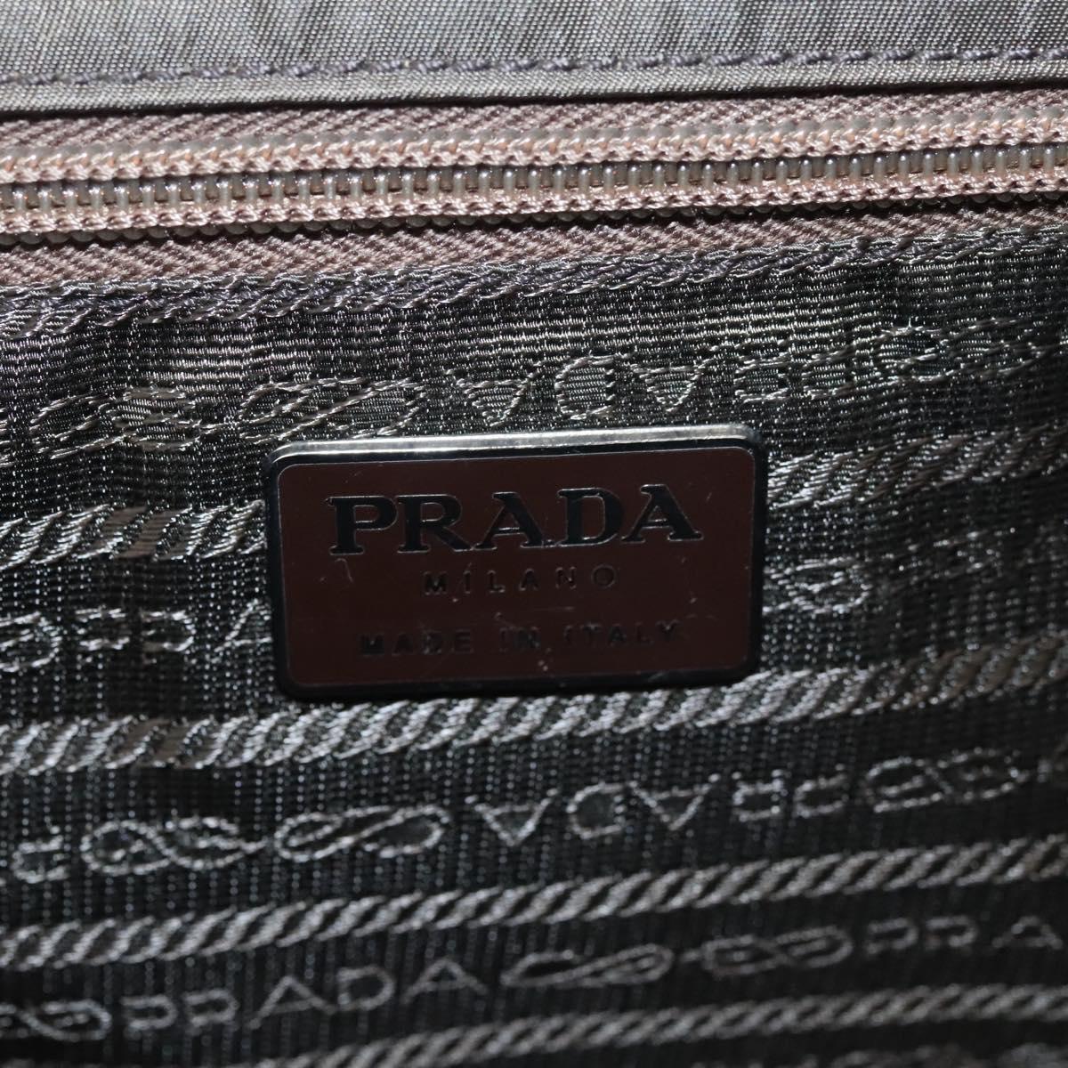 PRADA Shoulder Bag Nylon Khaki Silver Auth 123373
