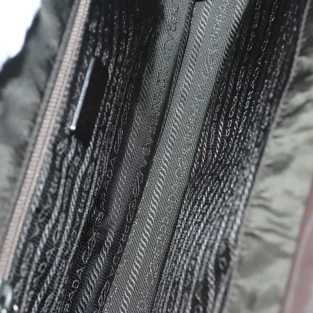 PRADA Shoulder Bag Nylon Khaki Silver Auth 123373