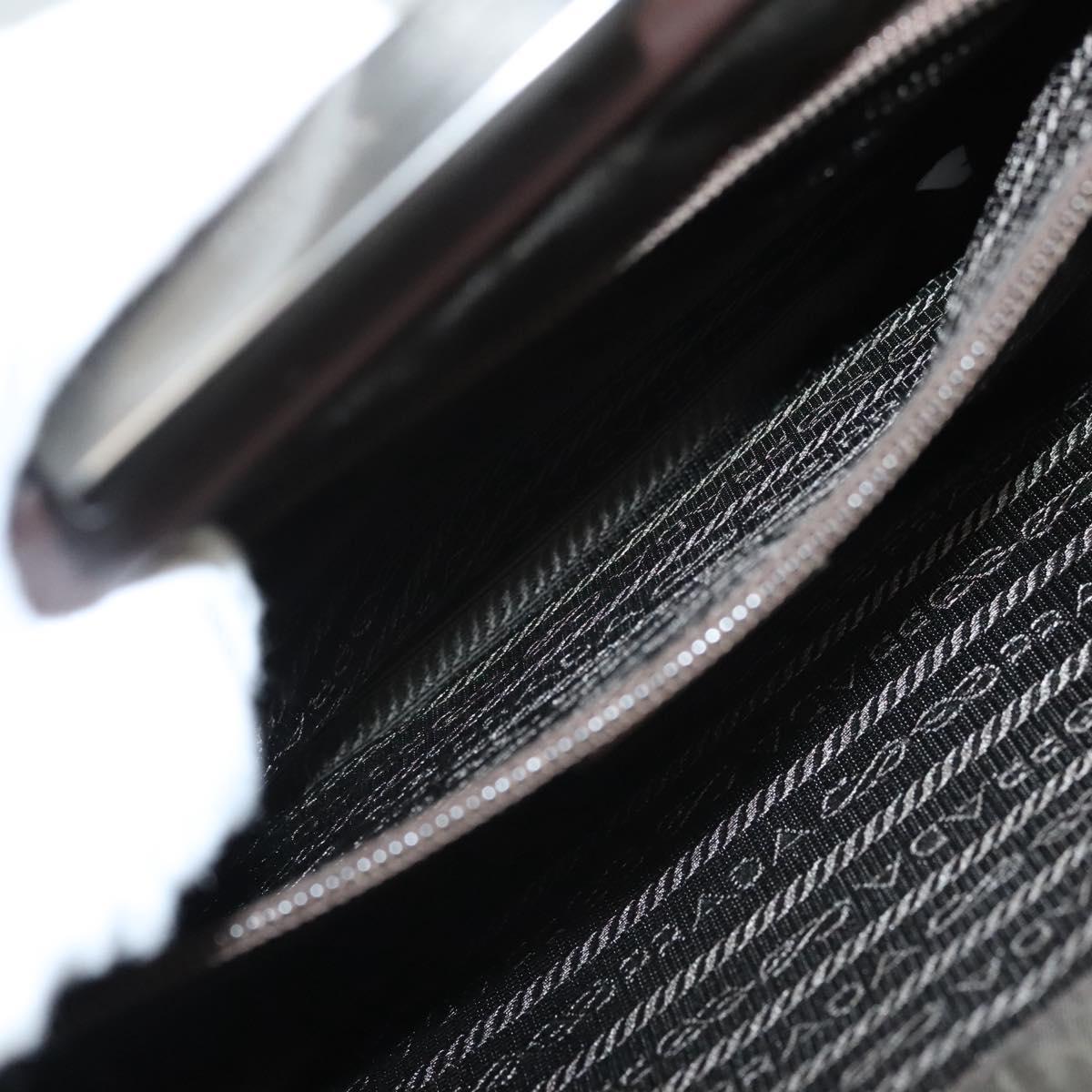 PRADA Shoulder Bag Nylon Khaki Silver Auth 123373