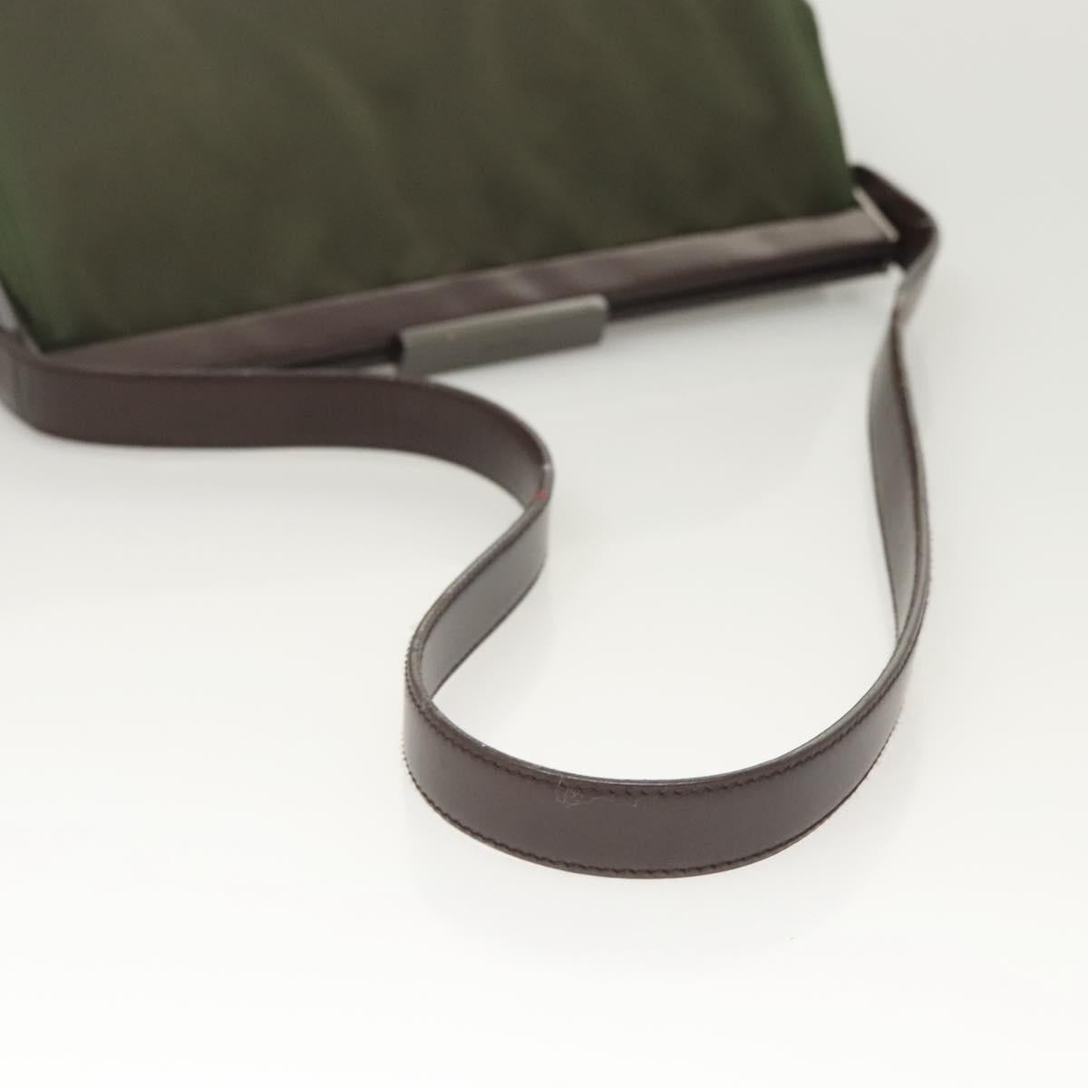 PRADA Shoulder Bag Nylon Khaki Silver Auth 123373