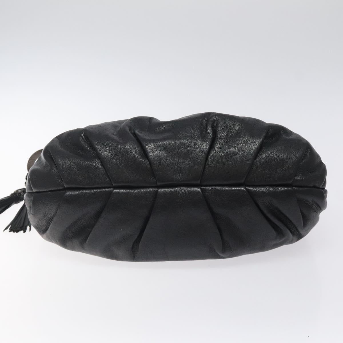 Salvatore Ferragamo Shoulder Bag Leather Black Silver Auth 123376