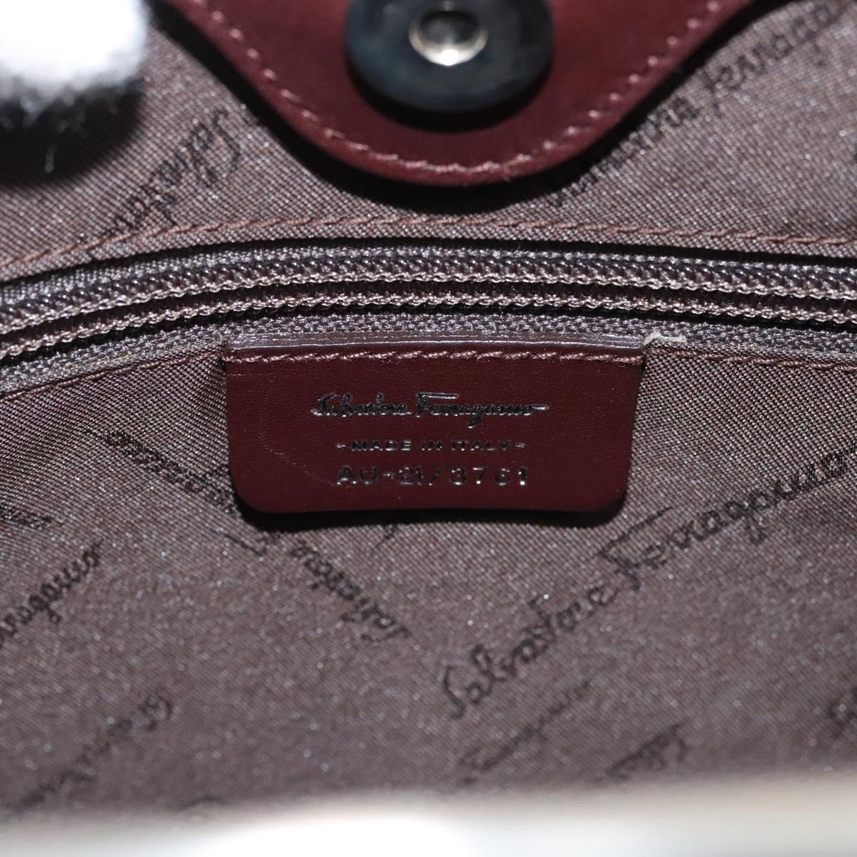 Salvatore Ferragamo Hand Bag Leather Brown Silver Auth 123377