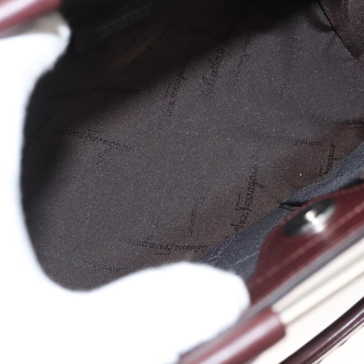 Salvatore Ferragamo Hand Bag Leather Brown Silver Auth 123377