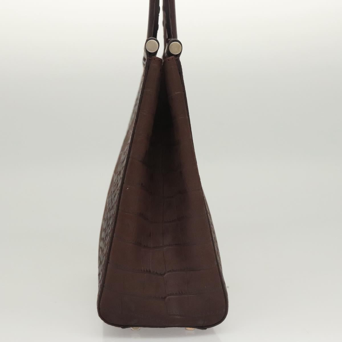 Salvatore Ferragamo Hand Bag Leather Brown Silver Auth 123377