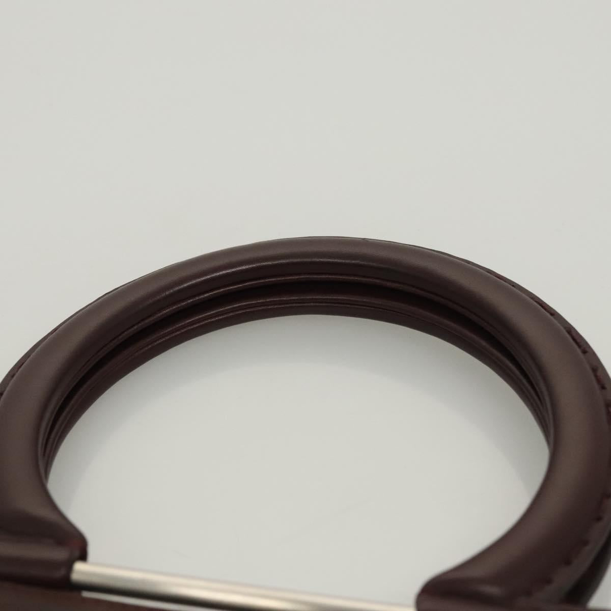 Salvatore Ferragamo Hand Bag Leather Brown Silver Auth 123377