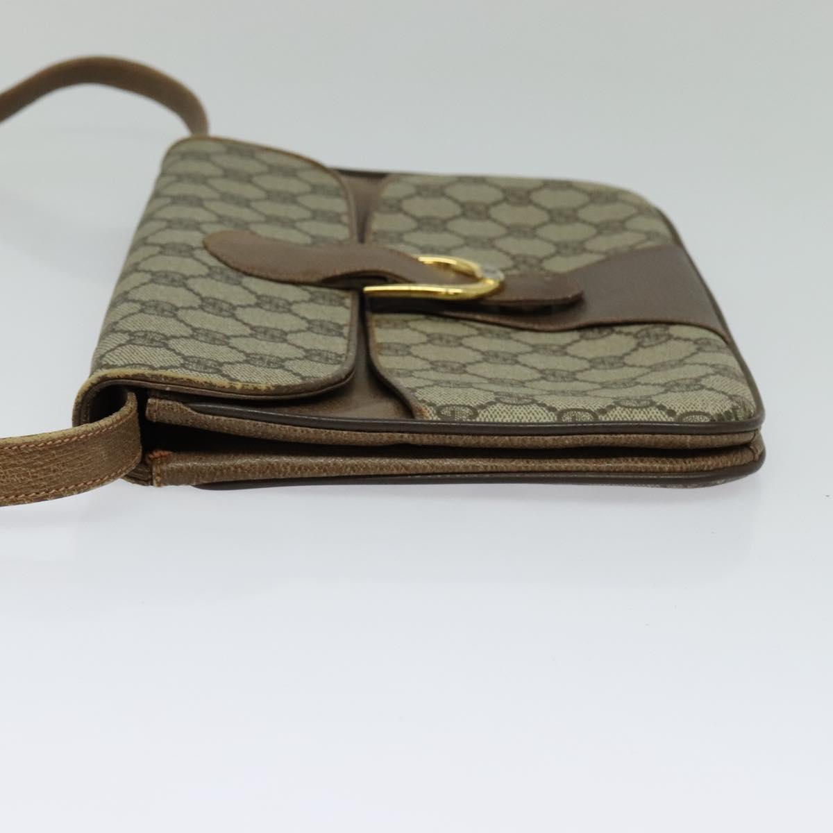 GUCCI GG Supreme Shoulder Bag PVC Beige Gold Auth 123381